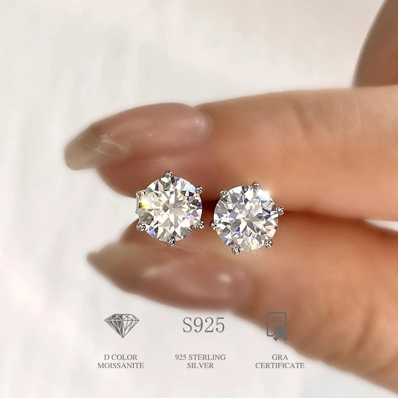 Certified Moissanite Stud Earrings