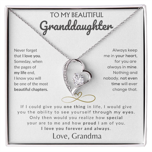 Beautiful Granddaughter - Grandma's Heart Necklace